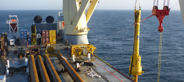 Pfahl-Testkampagne für einen Offshore-Windpark in der Ostsee, Deutschland